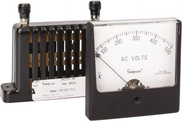 Simpson Electric - Analog, AC Voltmeter, Panel Meter - 60 Hz, 83333 Ohms at 60 Hz, 500 VAC - Apex Tool & Supply