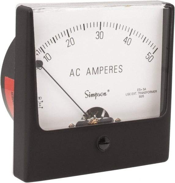 Simpson Electric - Analog, AC Ammeter, Panel Meter - 60 Hz, 0.008 Ohms at 60 Hz - Apex Tool & Supply