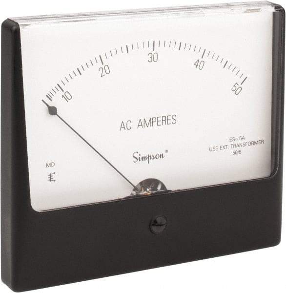 Simpson Electric - Analog, AC Ammeter, Panel Meter - 60 Hz, 0.008 Ohms at 60 Hz - Apex Tool & Supply