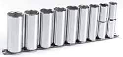 Blackhawk by Proto - 9 Piece 1/2" Drive Deep Well Socket Set - 6 Points, 1/2" to 1" Range, Inch Measurement Standard - Apex Tool & Supply