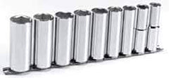 Blackhawk by Proto - 9 Piece 1/2" Drive Deep Well Socket Set - 6 Points, 1/2" to 1" Range, Inch Measurement Standard - Apex Tool & Supply