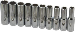 Blackhawk by Proto - 10 Piece 1/2" Drive Deep Well Socket Set - 12 Points, 10mm to 19mm Range, Metric Measurement Standard - Apex Tool & Supply