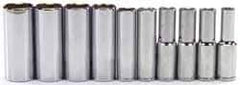 Blackhawk by Proto - 10 Piece 1/2" Drive Deep Well Socket Set - 6 Points, 10mm to 19mm Range, Metric Measurement Standard - Apex Tool & Supply