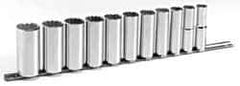 Blackhawk by Proto - 11 Piece 1/2" Drive Deep Well Socket Set - 12 Points, 1/2" to 1-1/8" Range, Inch Measurement Standard - Apex Tool & Supply