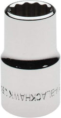 Blackhawk by Proto - 1/2" Drive, Standard Hand Socket - 12 Points, 1-1/2" OAL, Chrome Finish - Apex Tool & Supply