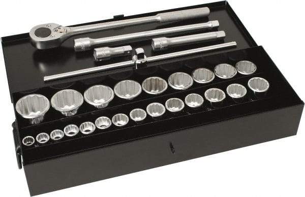 Blackhawk by Proto - 28 Piece 3/4" Drive Socket Set - 12 Points, 3/4" to 1-7/16" Range, Inch Measurement Standard - Apex Tool & Supply