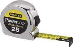 Stanley - 25' x 1" Yellow Blade Tape Measure - 1/16" Graduation, Inch Graduation Style, Silver Case - Apex Tool & Supply