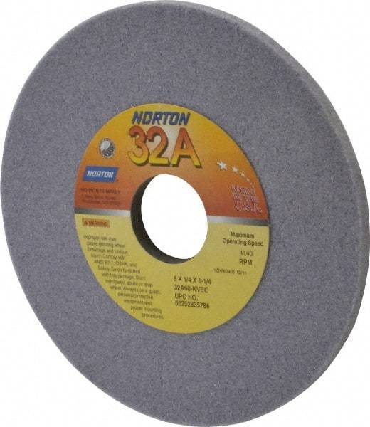 Norton - 6" Diam x 1-1/4" Hole x 1/4" Thick, K Hardness, 60 Grit Surface Grinding Wheel - Aluminum Oxide, Type 1, Medium Grade, 4,140 Max RPM, Vitrified Bond, No Recess - Apex Tool & Supply