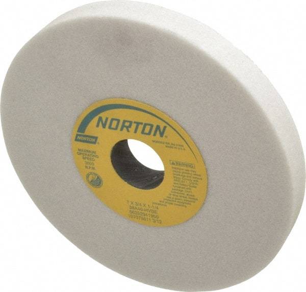 Norton - 7" Diam x 1-1/4" Hole x 3/4" Thick, H Hardness, 46 Grit Surface Grinding Wheel - Aluminum Oxide, Type 1, Coarse Grade, 3,600 Max RPM, Vitrified Bond, No Recess - Apex Tool & Supply