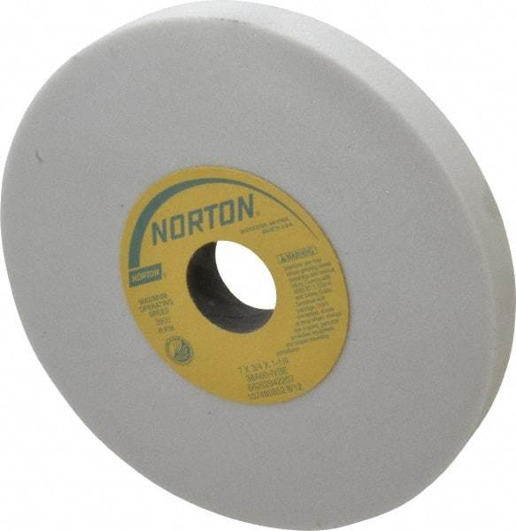 Norton - 7" Diam x 1-1/4" Hole x 3/4" Thick, I Hardness, 60 Grit Surface Grinding Wheel - Aluminum Oxide, Type 1, Medium Grade, 3,600 Max RPM, Vitrified Bond, No Recess - Apex Tool & Supply