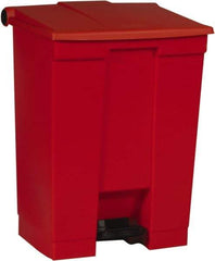 Rubbermaid - 18 Gal Rectangle Unlabeled Trash Can - 26-1/2" High x 19-3/4" Long x 16-1/8" Wide, Red, High-Density Polyethylene - Apex Tool & Supply