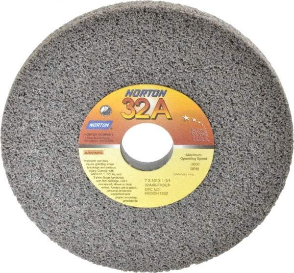 Norton - 7" Diam x 1-1/4" Hole x 1/2" Thick, F Hardness, 46 Grit Surface Grinding Wheel - Aluminum Oxide, Type 1, Coarse Grade, 3,600 Max RPM, Vitrified Bond, No Recess - Apex Tool & Supply