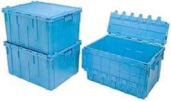Akro-Mils - 17 Gal, 80 Lb Load Capacity Gray Polyethylene Attached-Lid Container - Stacking, Nesting, 24" Long x 19-1/2" Wide x 12-1/2" High, Lid Included - Apex Tool & Supply