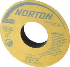 Norton - 7" Diam x 1-1/4" Hole x 1/2" Thick, J Hardness, 46 Grit Surface Grinding Wheel - Aluminum Oxide, Type 1, Coarse Grade, 3,600 Max RPM, Vitrified Bond, No Recess - Apex Tool & Supply