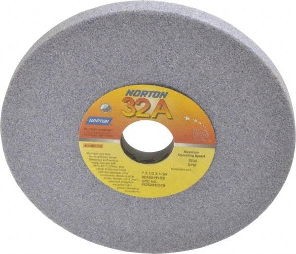 Norton - 7" Diam x 1-1/4" Hole x 1/2" Thick, H Hardness, 60 Grit Surface Grinding Wheel - Aluminum Oxide, Type 1, Medium Grade, 3,600 Max RPM, Vitrified Bond, No Recess - Apex Tool & Supply
