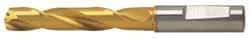 Guhring - 15.5mm 150° Solid Carbide Jobber Drill - TiN Finish, Right Hand Cut, Spiral Flute, Straight Shank, 4.528" OAL, Standard Point - Apex Tool & Supply
