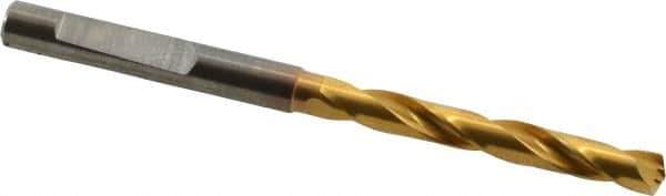 Guhring - 5.3mm 140° Solid Carbide Jobber Drill - TiN Finish, Right Hand Cut, Spiral Flute, Whistle Notch Shank, 82mm OAL, SU Point - Apex Tool & Supply