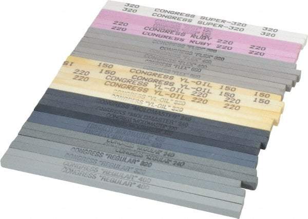 Made in USA - 30 Piece Aluminum Oxide Polishing Stone Kit - Coarse, Medium & Fine - Apex Tool & Supply