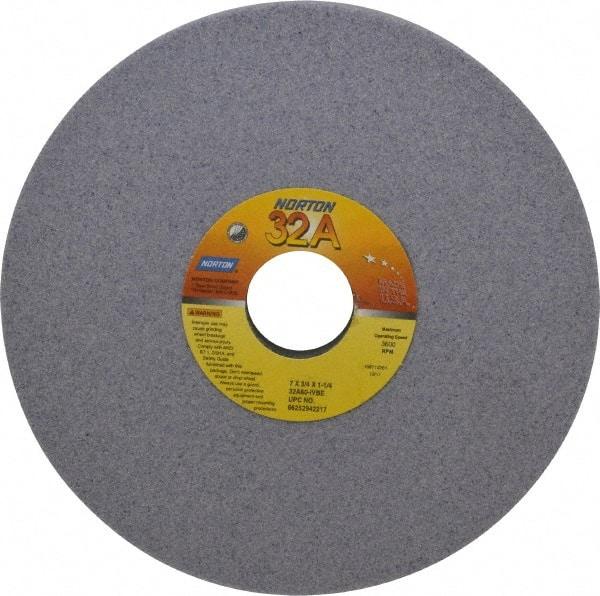 Norton - 7" Diam x 1-1/4" Hole x 3/4" Thick, I Hardness, 60 Grit Surface Grinding Wheel - Aluminum Oxide, Type 5, Medium Grade, 3,600 Max RPM, Vitrified Bond, One-Side Recess - Apex Tool & Supply