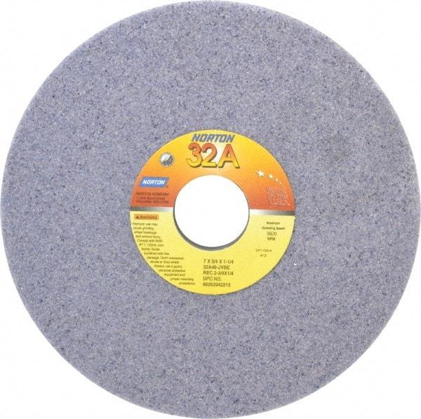 Norton - 7" Diam x 1-1/4" Hole x 3/4" Thick, J Hardness, 46 Grit Surface Grinding Wheel - Aluminum Oxide, Type 5, Coarse Grade, 3,600 Max RPM, Vitrified Bond, One-Side Recess - Apex Tool & Supply