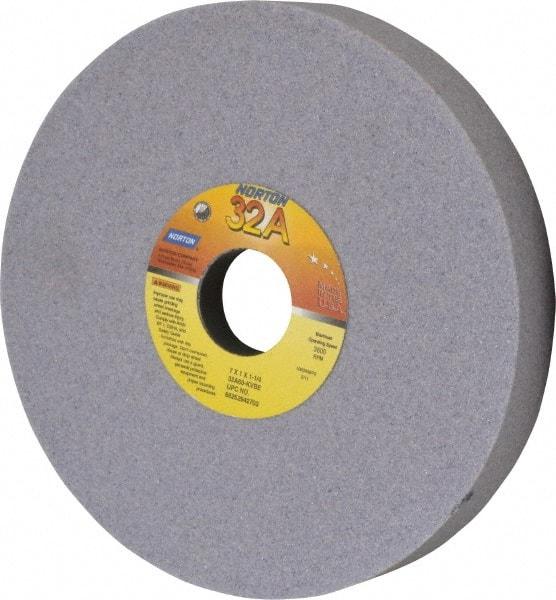 Norton - 7" Diam x 1-1/4" Hole x 1" Thick, K Hardness, 60 Grit Surface Grinding Wheel - Aluminum Oxide, Type 5, Medium Grade, 3,600 Max RPM, Vitrified Bond, One-Side Recess - Apex Tool & Supply