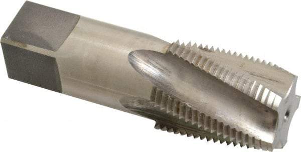 Reiff & Nestor - 3/4-14 NPT, 15° Helix, 5 Flutes, Bright Finish, High Speed Steel, Spiral Flute Pipe Tap - Right Hand Flute, 29/32" Shank Diam, 1-3/8" Thread Length, 0.5650" Projection, 11/16" Square Size, Series 120GS - Apex Tool & Supply