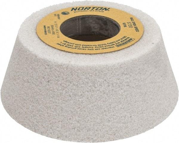 Norton - 4" Diam, 1-1/4" Hole Size, 1-1/2" Overall Thickness, 46 Grit, Type 11 Tool & Cutter Grinding Wheel - Coarse Grade, Aluminum Oxide, J Hardness, Vitrified Bond, 5,730 RPM - Apex Tool & Supply
