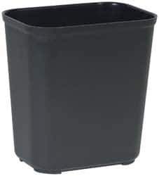 Rubbermaid - 28 Qt Black Rectangle Trash Can - Fiberglass, 14" High x 16-1/2" Long x 9" Wide - Apex Tool & Supply