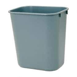 Rubbermaid - 14 Qt Gray Rectangle Trash Can - Polyethylene, 12-1/8" High x 11-3/8" Long x 8-1/4" Wide - Apex Tool & Supply