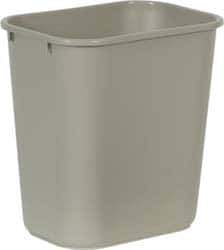 Rubbermaid - 28 Qt Beige Rectangle Trash Can - Polyethylene, 15" High x 14-3/8" Long x 10-1/4" Wide - Apex Tool & Supply