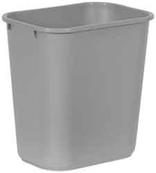 Rubbermaid - 28 Qt Gray Rectangle Trash Can - Polyethylene, 15" High x 14-3/8" Long x 10-1/4" Wide - Apex Tool & Supply