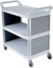 Rubbermaid - 300 Lb Capacity, 20" Wide x 40-5/8" Long x 39-13/16" High Standard Utility Cart - 3 Shelf, Plastic - Apex Tool & Supply