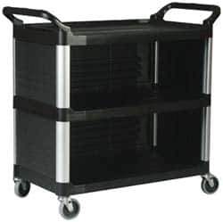 Rubbermaid - 300 Lb Capacity, 20" Wide x 40-5/8" Long x 41-13/16" High Standard Utility Cart - 3 Shelf, Plastic - Apex Tool & Supply