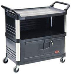 Rubbermaid - 300 Lb Capacity, 3 Shelf Equipment Cart - 20" Wide x 40-5/8" Deep x 37-13/16" High, Polypropylene - Apex Tool & Supply