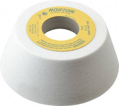 Norton - 4" Diam, 1-1/4" Hole Size, 1-1/2" Overall Thickness, 80 Grit, Type 11 Tool & Cutter Grinding Wheel - Medium Grade, Aluminum Oxide, K Hardness, Vitrified Bond, 5,730 RPM - Apex Tool & Supply
