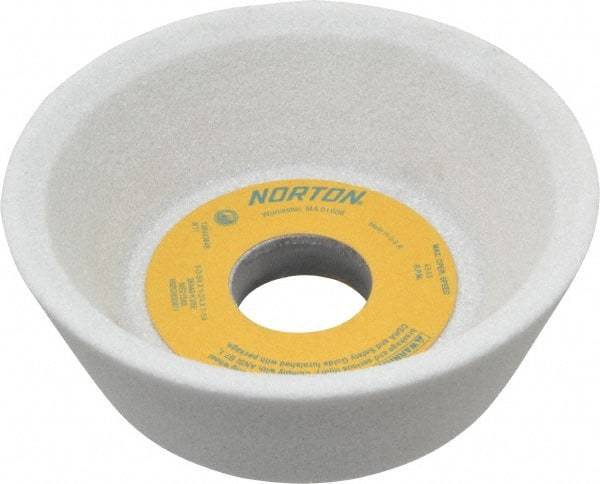 Norton - 5" Diam, 1-1/4" Hole Size, 1-3/4" Overall Thickness, 46 Grit, Type 11 Tool & Cutter Grinding Wheel - Coarse Grade, Aluminum Oxide, K Hardness, Vitrified Bond, 4,585 RPM - Apex Tool & Supply