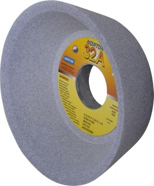 Norton - 5" Diam, 1-1/4" Hole Size, 1-3/4" Overall Thickness, 60 Grit, Type 11 Tool & Cutter Grinding Wheel - Medium Grade, Aluminum Oxide, K Hardness, Vitrified Bond, 4,585 RPM - Apex Tool & Supply