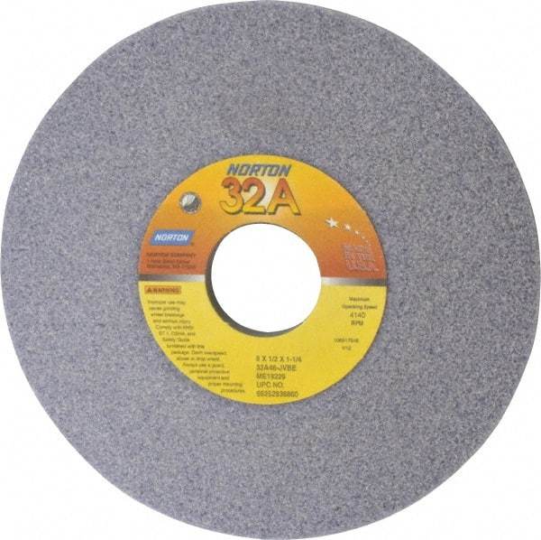 Norton - 6" Diam, 1-1/4" Hole Size, 1/2" Overall Thickness, 46 Grit, Type 12 Tool & Cutter Grinding Wheel - Coarse Grade, Aluminum Oxide, J Hardness, Vitrified Bond, 4,140 RPM - Apex Tool & Supply