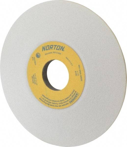 Norton - 6" Diam, 1-1/4" Hole Size, 1/2" Overall Thickness, 60 Grit, Type 12 Tool & Cutter Grinding Wheel - Medium Grade, Aluminum Oxide, K Hardness, Vitrified Bond, 4,140 RPM - Apex Tool & Supply