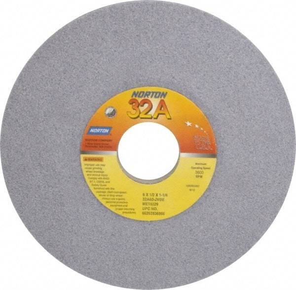 Norton - 6" Diam, 1-1/4" Hole Size, 1/2" Overall Thickness, 60 Grit, Type 12 Tool & Cutter Grinding Wheel - Medium Grade, Aluminum Oxide, J Hardness, Vitrified Bond, 4,140 RPM - Apex Tool & Supply
