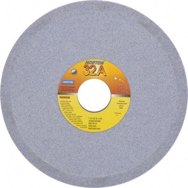 Norton - 7" Diam, 1-1/4" Hole Size, 1/2" Overall Thickness, 60 Grit, Type 12 Tool & Cutter Grinding Wheel - Medium Grade, Aluminum Oxide, K Hardness, Vitrified Bond, 3,550 RPM - Apex Tool & Supply
