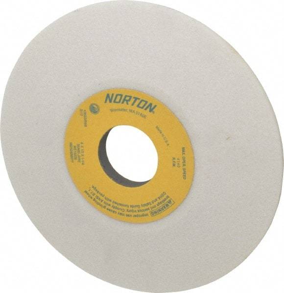 Norton - 6" Diam, 1-1/4" Hole Size, 1/2" Overall Thickness, 60 Grit, Type 12 Tool & Cutter Grinding Wheel - Medium Grade, Aluminum Oxide, J Hardness, Vitrified Bond, 4,140 RPM - Apex Tool & Supply