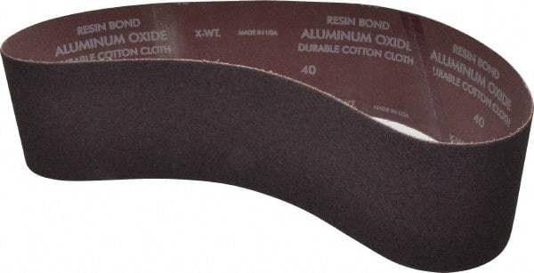 Norton - 4" Wide x 36" OAL, 40 Grit, Aluminum Oxide Abrasive Belt - Aluminum Oxide, Coarse, Coated, X Weighted Cloth Backing, Series R228 - Apex Tool & Supply