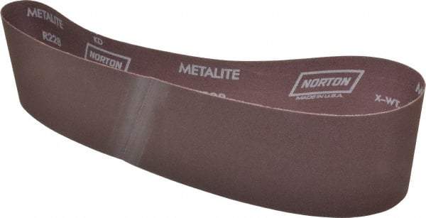 Norton - 4" Wide x 36" OAL, 180 Grit, Aluminum Oxide Abrasive Belt - Aluminum Oxide, Very Fine, Coated, X Weighted Cloth Backing, Series R228 - Apex Tool & Supply