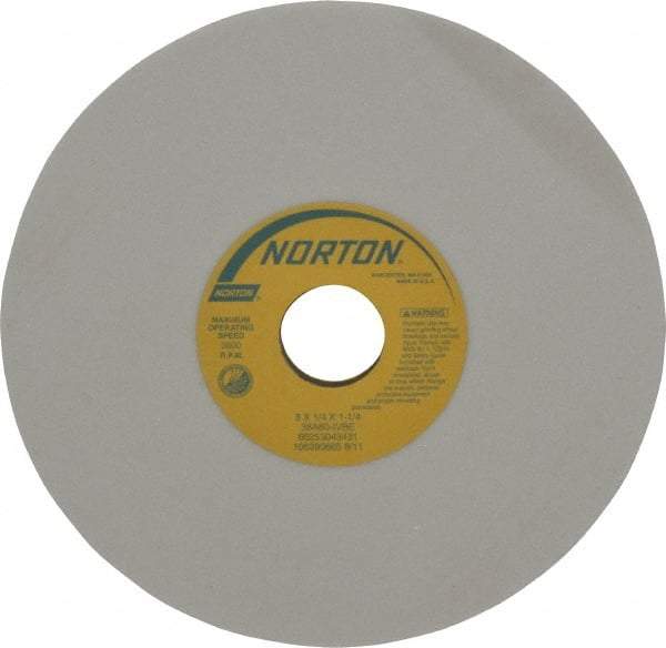 Norton - 8" Diam x 1-1/4" Hole x 1/4" Thick, I Hardness, 60 Grit Surface Grinding Wheel - Aluminum Oxide, Type 1, Medium Grade, 3,600 Max RPM, Vitrified Bond, No Recess - Apex Tool & Supply