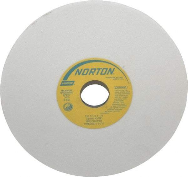Norton - 8" Diam x 1-1/4" Hole x 1/4" Thick, K Hardness, 80 Grit Surface Grinding Wheel - Aluminum Oxide, Type 1, Medium Grade, 3,600 Max RPM, Vitrified Bond, No Recess - Apex Tool & Supply