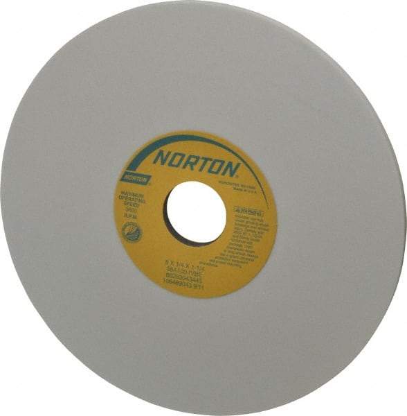 Norton - 8" Diam x 1-1/4" Hole x 1/4" Thick, I Hardness, 100 Grit Surface Grinding Wheel - Aluminum Oxide, Type 1, Fine Grade, 3,600 Max RPM, Vitrified Bond, No Recess - Apex Tool & Supply