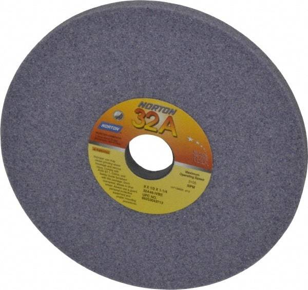 Norton - 8" Diam x 1-1/4" Hole x 1/2" Thick, I Hardness, 46 Grit Surface Grinding Wheel - Aluminum Oxide, Type 1, Coarse Grade, 3,105 Max RPM, Vitrified Bond, No Recess - Apex Tool & Supply