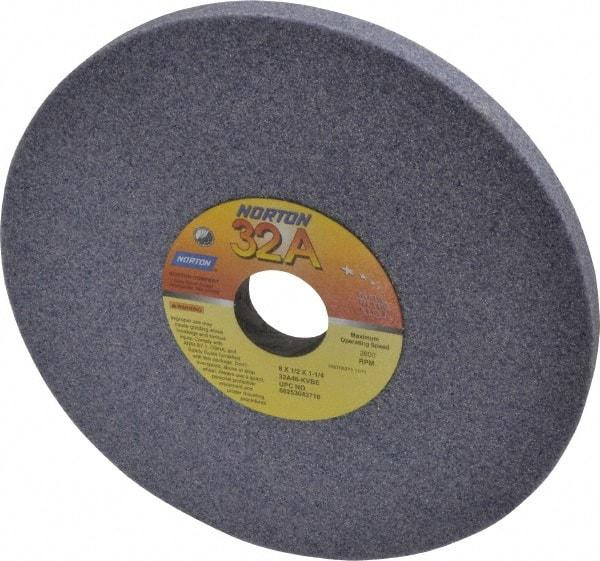 Norton - 8" Diam x 1-1/4" Hole x 1/2" Thick, K Hardness, 46 Grit Surface Grinding Wheel - Aluminum Oxide, Type 1, Coarse Grade, 3,600 Max RPM, Vitrified Bond, No Recess - Apex Tool & Supply