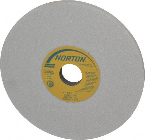 Norton - 8" Diam x 1-1/4" Hole x 1/2" Thick, H Hardness, 46 Grit Surface Grinding Wheel - Aluminum Oxide, Type 1, Coarse Grade, 3,105 Max RPM, Vitrified Bond, No Recess - Apex Tool & Supply